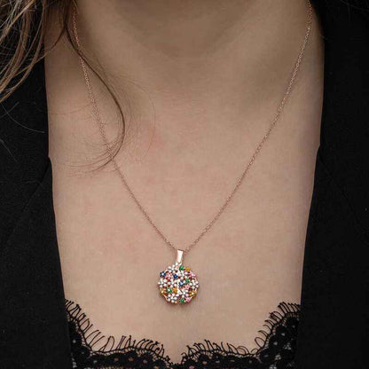 Rose Plated Flower Personalized Women's Silver Necklace