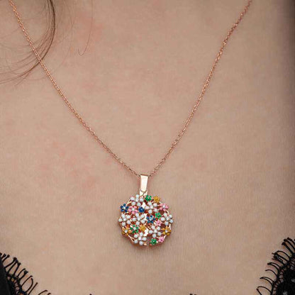 Rose Plated Flower Personalized Women's Silver Necklace