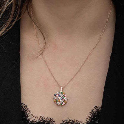 Rose Plated Flower Personalized Women's Silver Necklace
