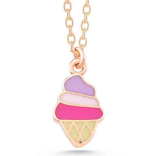 Rose Plated Ice Cream Women's Silver Necklace
