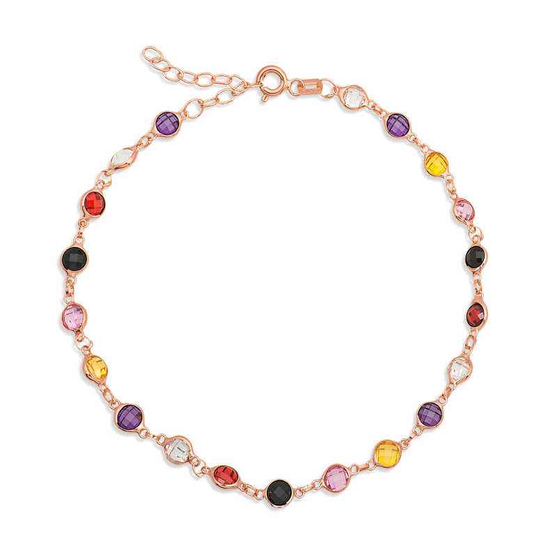 Rose Colored Stone Women's Silver Anklet