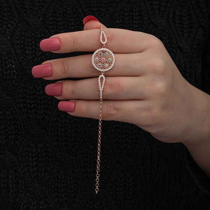 Rose Plated Flower of Life Women's Silver Bracelet