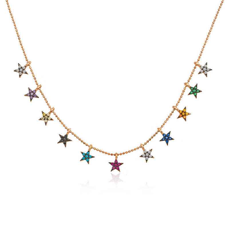 Rose Colored Stars Women's Silver Necklace