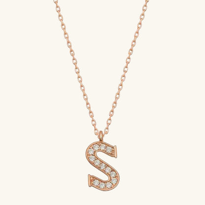 Rose Plated S Letter Women's Silver Necklace