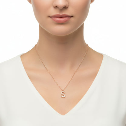 Rose Plated S Letter Women's Silver Necklace