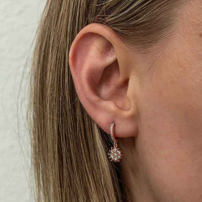 Rose Plated Sun Dangle Women's Silver Earrings