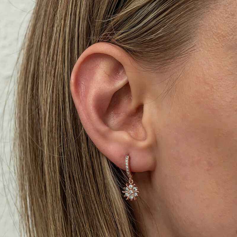Rose Plated Sun Dangle Women's Silver Earrings