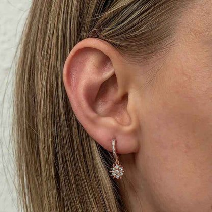 Rose Plated Sun Dangle Women's Silver Earrings
