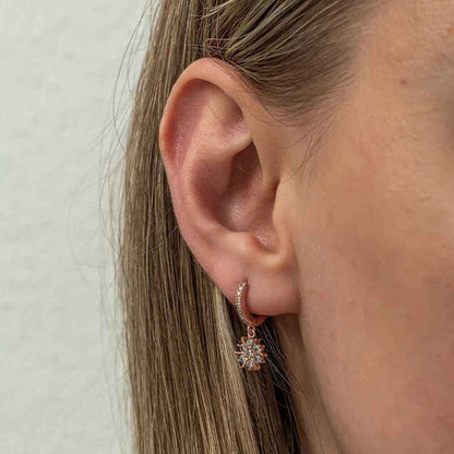 Rose Plated Sun Dangle Women's Silver Earrings