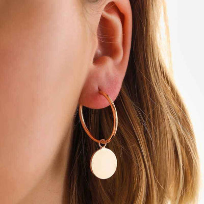 Rose Plated Dangling Hoop Women's Silver Earrings