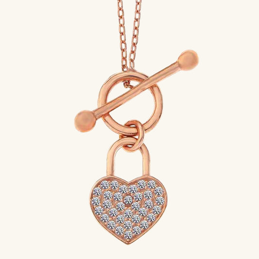 Rose Plated Pendant Heart Women's Silver Necklace