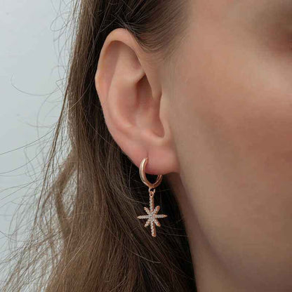 Rose Plated Pendant North Star Women's Silver Earrings