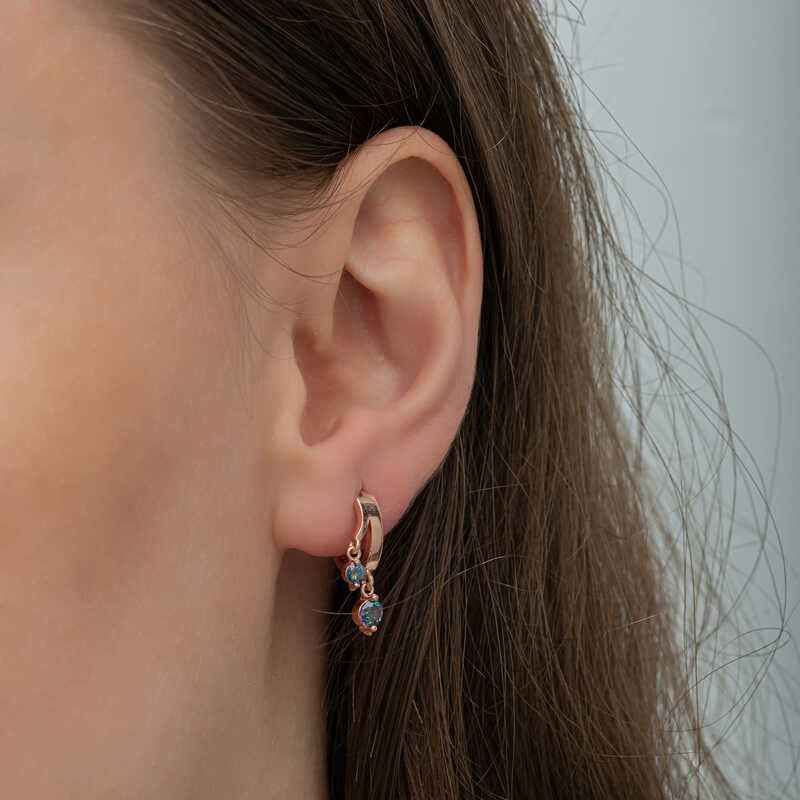 Rose Plated Mystic Topaz Dangle Women's Silver Earrings