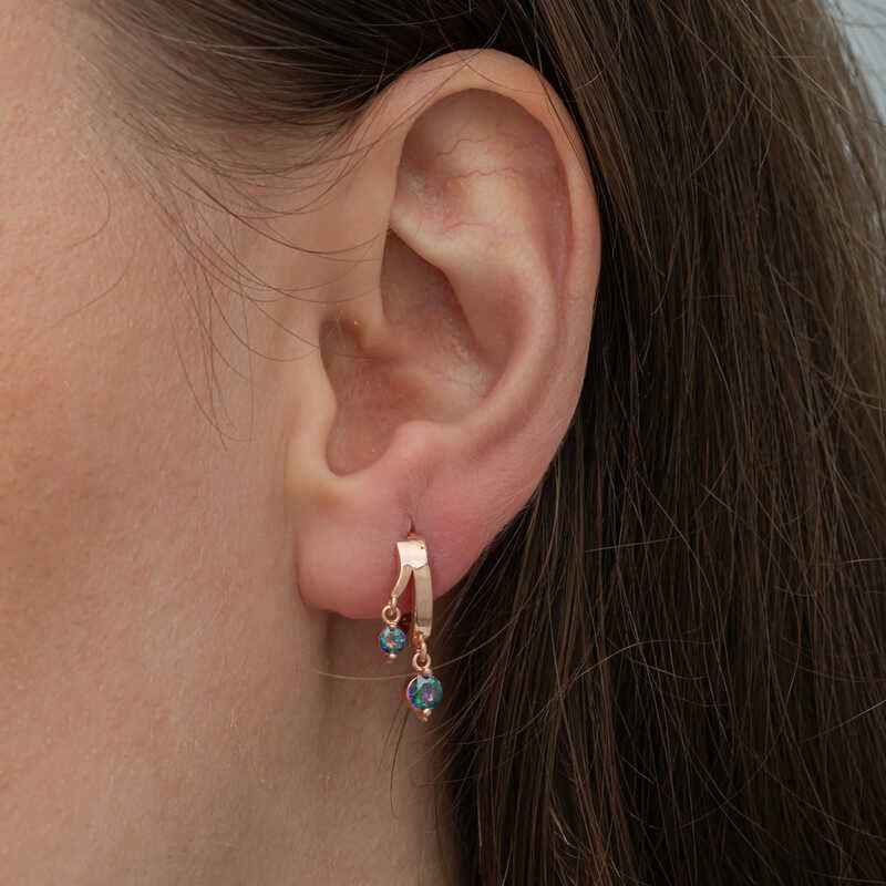 Rose Plated Mystic Topaz Dangle Women's Silver Earrings