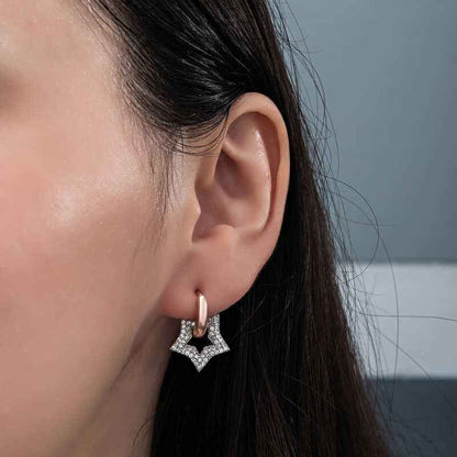 Rose Plated Dangling Star Women's Silver Earrings