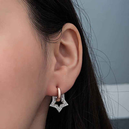 Rose Plated Dangling Star Women's Silver Earrings