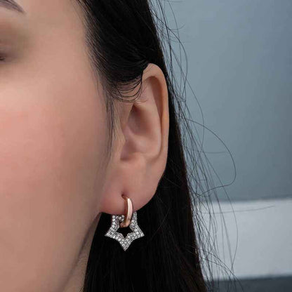 Rose Plated Dangling Star Women's Silver Earrings