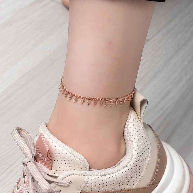 Rose Plated Lightning Silver Anklet