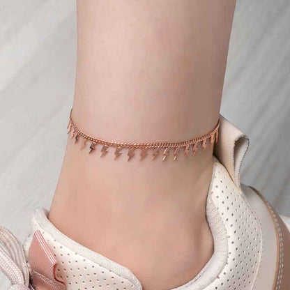 Rose Plated Lightning Silver Anklet
