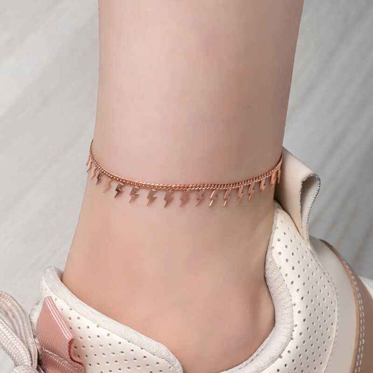 Rose Plated Lightning Silver Anklet