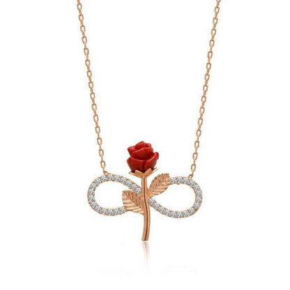 Rose Plated Infinite Rose Women's Silver Necklace