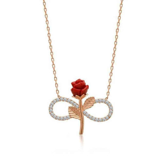 Rose Plated Infinite Rose Women's Silver Necklace
