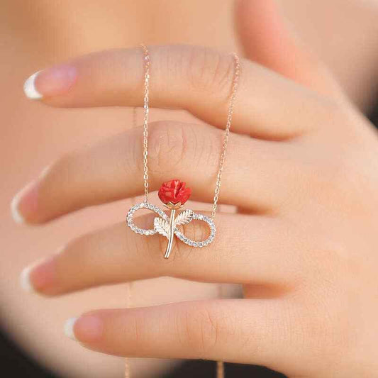 Rose Plated Infinite Rose Women's Silver Necklace