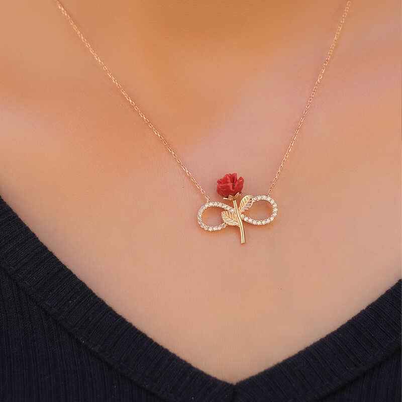Rose Plated Infinite Rose Women's Silver Necklace