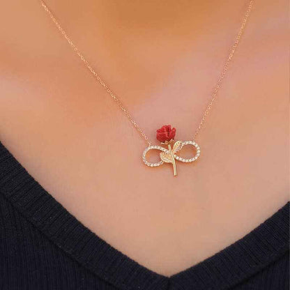 Rose Plated Infinite Rose Women's Silver Necklace