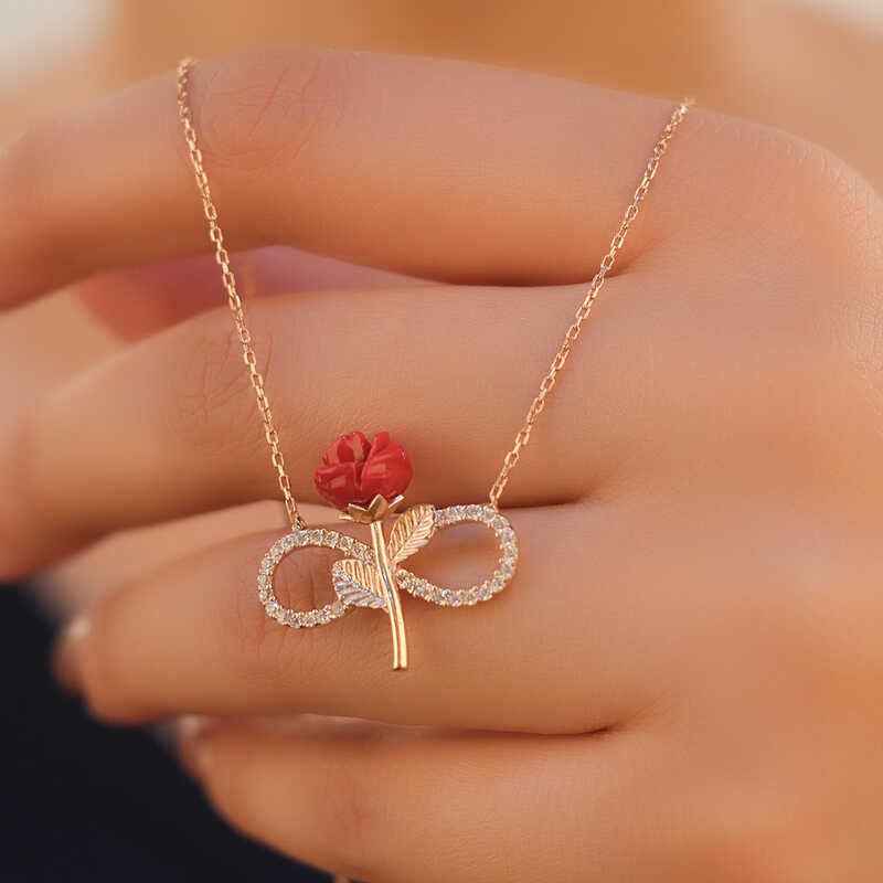 Rose Plated Infinite Rose Women's Silver Necklace