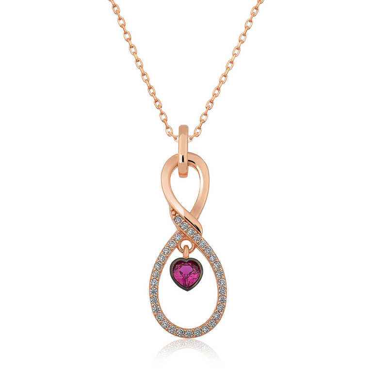 Rose Plated Infinite Heart Silver Necklace