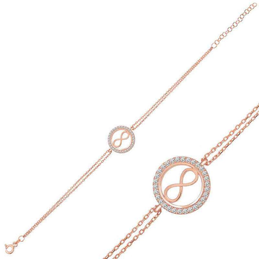 Rose Plated Infinity Women's Silver Bracelet