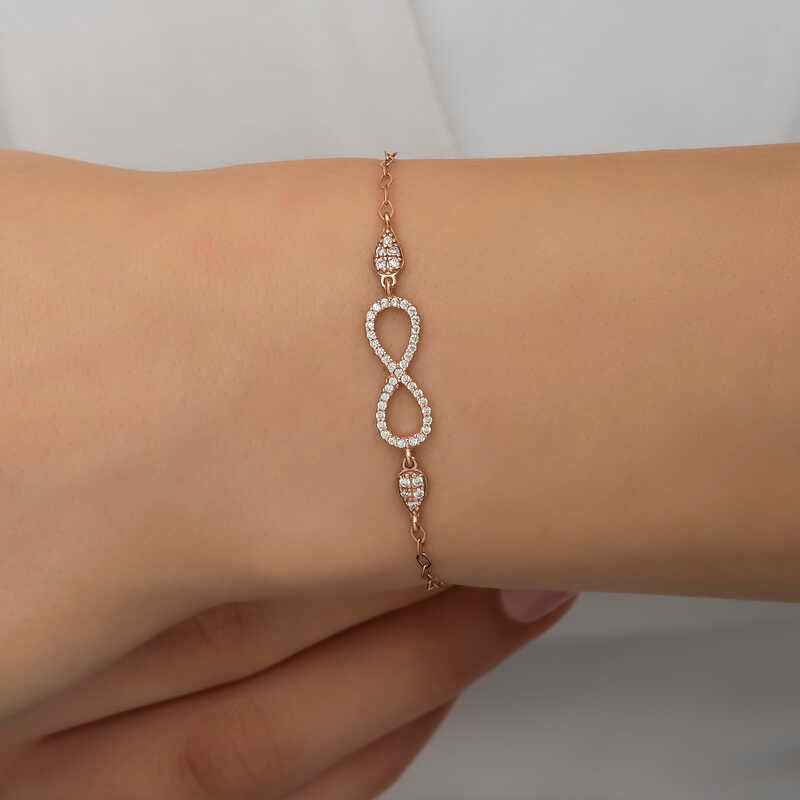 Rose Plated Infinity Women's Silver Bracelet