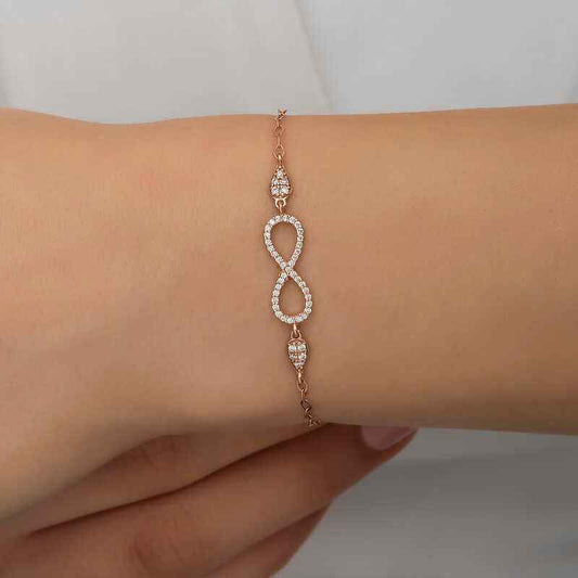 Rose Plated Infinity Women's Silver Bracelet