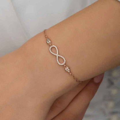Rose Plated Infinity Women's Silver Bracelet