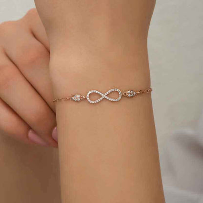 Rose Plated Infinity Women's Silver Bracelet