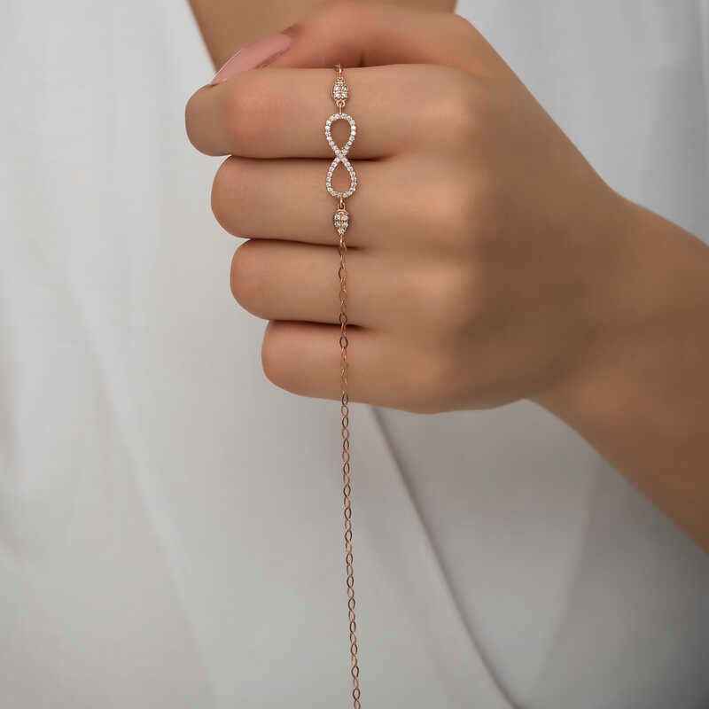 Rose Plated Infinity Women's Silver Bracelet