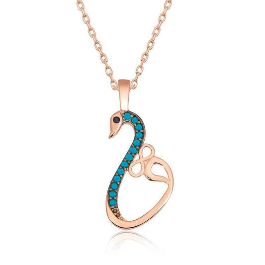 Rose Plated Infinity Swan Women's Silver Necklace