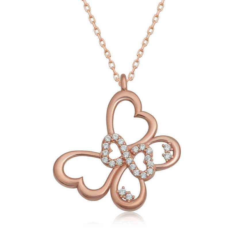 Rose Plated Infinity Butterfly Women's Silver Necklace