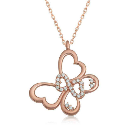 Rose Plated Infinity Butterfly Women's Silver Necklace