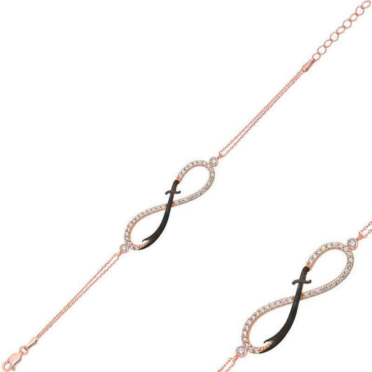 Rose Plated Infinity Zulfikar Sword Women's Silver Bracelet