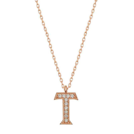 Rose Plated T Letter Women's Silver Necklace