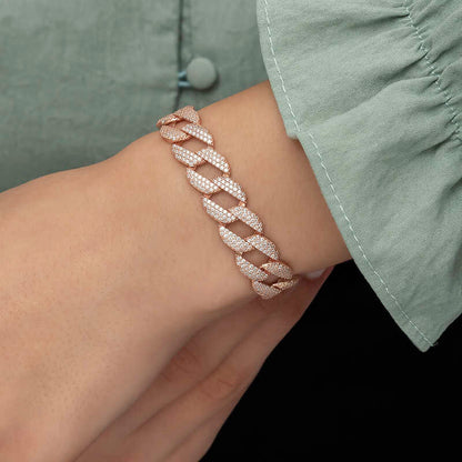 Bracelet en argent pour femme avec pierre plaquée rose