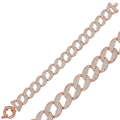 Bracelet en argent pour femme avec pierre plaquée rose