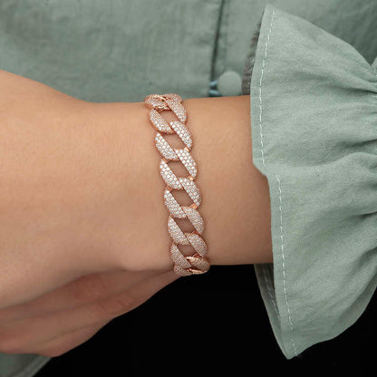 Bracelet en argent pour femme avec pierre plaquée rose