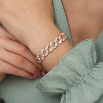 Bracelet en argent pour femme avec pierre plaquée rose
