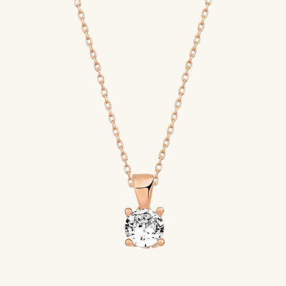 Rose Plated Single Stone Silver Necklace