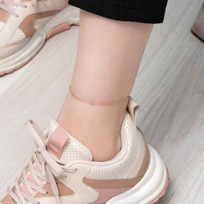 Rose Plated Chain Silver Anklet