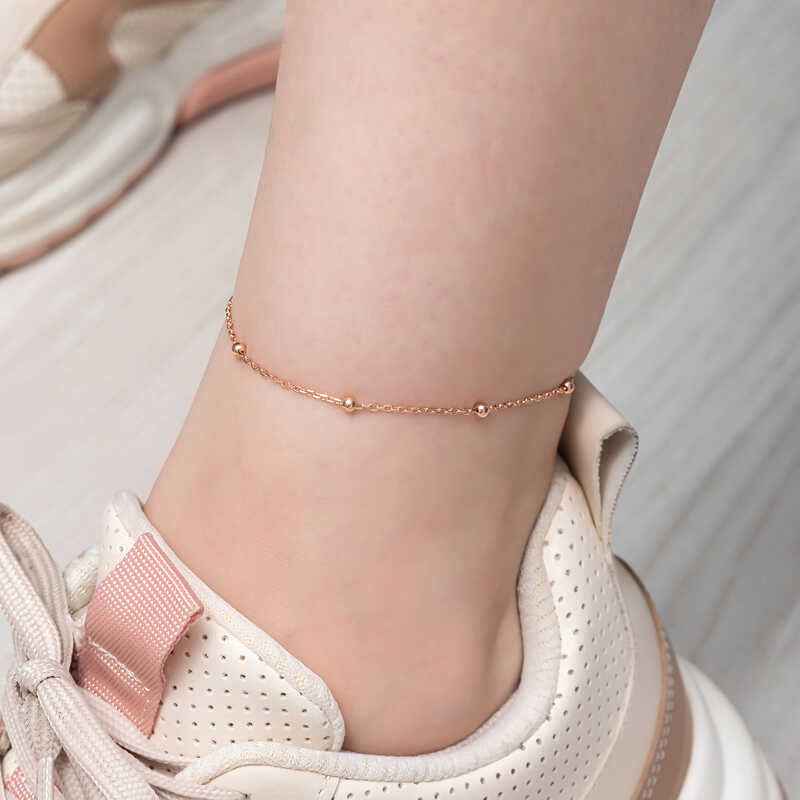 Rose Plated Chain Silver Anklet