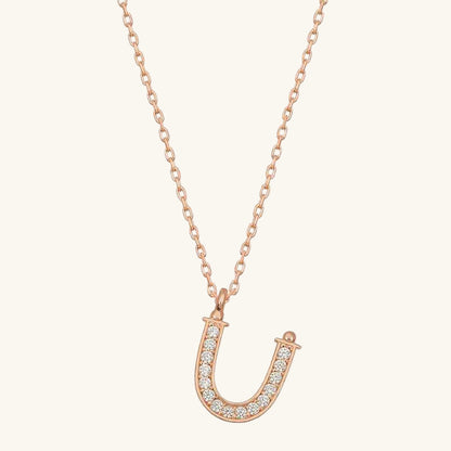 Rose Plated Ü Letter Women's Silver Necklace